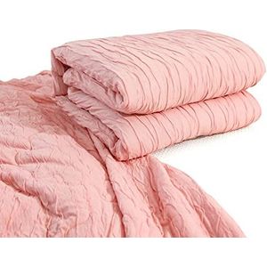 Sunveno Babydeken, tweezijdig dekbed, knuffeldeken van huidvriendelijk, ademend, modal, warme vezels, omkeerbare quilt, machinewasbaar, babydekbed (roze, 110 x 140 cm)