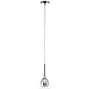 BRILLIANT lamp Hadan hanglamp 10cm rook/transparant/chroom | 1x D45, E14, 40W, geschikt voor vallampen (niet inbegrepen) | Schaal A ++ tot E | In hoogte verstelbaar/kabel inkortbaar