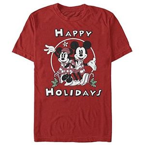 Disney Mickey Classic - Mickey & Minnie Holiday Unisex Crew neck T-Shirt Red XL