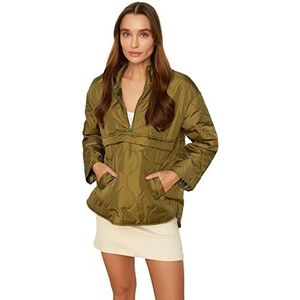 Trendyol Khaki Hooded Oversize Kangaroo Opblaasbare Jassen Jas, S Dames, grey, S