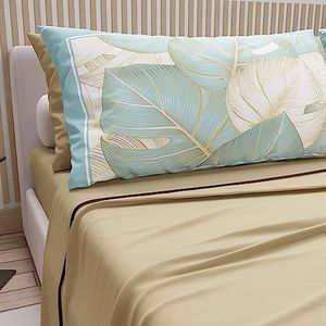 PETTI Artigiani Italiani - Beddengoed van katoen met kussenslopen in digitale print, beddengoed voor tweepersoonsbed, taupe, 100% Made in Italy