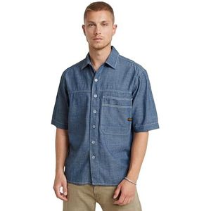 Double Pocket Relaxed Shirt ss, blauw (Rinsed D24603-d558-082), XL
