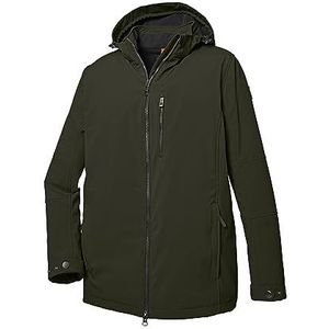 STOY Heren softshell jas/outdoorjas met afritsbare capuchon - grote maten STW 17 MN SFTSHLL JCKT, donkerolijf, 4XL, 39808-000