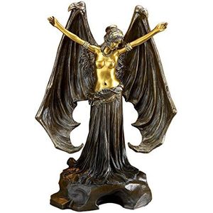Design Toscano donker engelenfiguur populair in de nacht, brons, 12,5 x 24 x 33 cm, QS34759