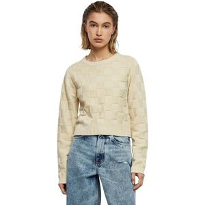 Urban Classics Dames Sweatshirt Ladies Check Knit Sweater Sand 5XL, zand, 5XL