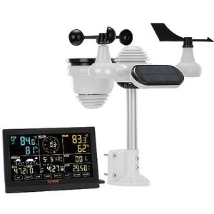 VEVOR Draadloos weerstation 7-in-1, weerstations draadloos binnen buiten 7,5 ''kleurendisplay voor weersvoorspelling, temperatuur, vochtigheid, UV, luchtdruk, windsnelheid, alarm - GEEN wifi (YT60231)