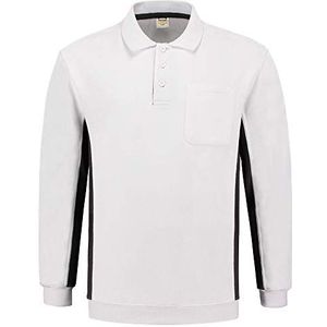 Tricorp 302001 Casual polokraag bicolor borstzak sweatshirt, 60% gekamd katoen/40% polyester, 280 g/m², wit-donkergrijs, maat XL