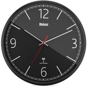 Mebus Draadloze wandklok, nauwkeurig radiogestuurde klok, automatische instelling van de tijd, kleur: zwart, 30 cm