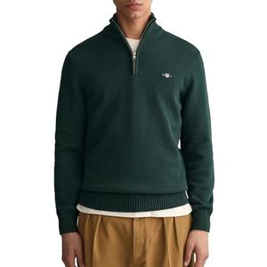 GANT Casual katoenen trui met halve rits voor heren, Tartan Green, S