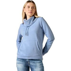 Cecil Sweatshirt voor dames met sjaalkraag, Whisper Blue Melange, XXL