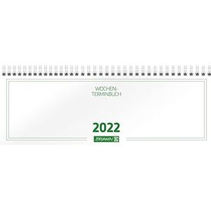 BRUNNEN 1077201002 tafelkalender/dwarsagenda, model 772, 2 pagina's = 1 week, 29,7 x 10,5 cm, kartonnen omslag, wit, kalender 2022, Wire-O-binding