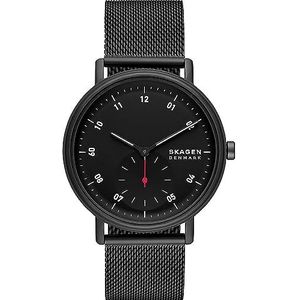 Skagen herenhorloge Kuppel quartz/3 wijzerwerk kastmaat 44mm met een roestvrij stalen armband SKW6892