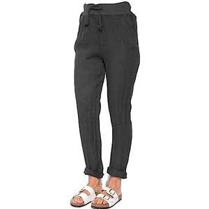 Bonateks, Fluid gesneden broek met zakken en trekkoord, EU-maat: 36, Amerikaanse maat: S, zwart - gemaakt in Italië, zwart, 36