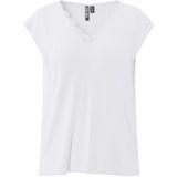 PIECES - PCKAMALA - T-shirt - Wit - V-hals - Kwartmouw