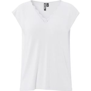 PIECES - PCKAMALA - T-shirt - Wit - V-hals - Kwartmouw