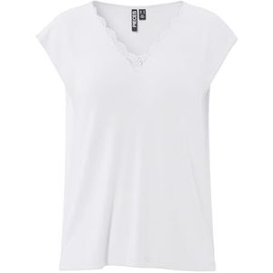 PIECES - PCKAMALA - T-shirt - Wit - V-hals - Kwartmouw
