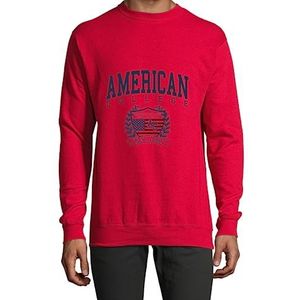 AMERICAN COLLEGE USA Sweatshirt, ronde hals, rood, maat XL, Rood, XL
