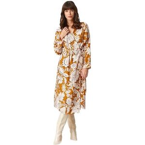 Koton Jurk met bloemen voor dames, Mosterd Design (1d9), 44