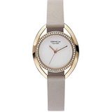 Orphelia Mode Vrouwen Analoge Horloge Minuit met Lederen Band en Crystal studdet Bezel, Taupe, riem