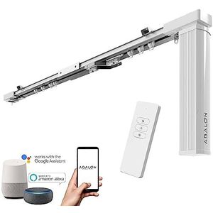 ABALON - Gemotoriseerde rail voor slimme gordijnen tot 3 meter met WiFi-motor - Compatibel met Alexa, Google Home en mobiele app - Smart Home elektrische rail met afstandsbediening inbegrepen in aluminiumkleur
