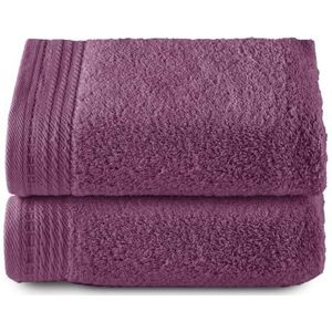 RIZO Top Towel Set van 2 handdoeken, badhanddoeken, 100% gekamd katoen, 600 g/m², 100 x 50 cm, aubergine