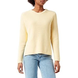Gerry Weber Dames geribbelde trui GOTS lange mouwen pullover lange mouwen ronde hals pullover effen kleuren, vanille, 48