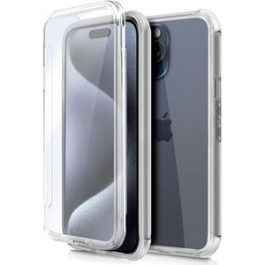 Cool 3D siliconen beschermhoes voor iPhone 15 Pro (transparante voorkant + achterkant)