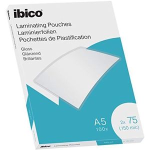 Ibico A5 Lamineerhoezen, Glanzend, 150 Micron, 100 Stuks, Glashelder, 627314