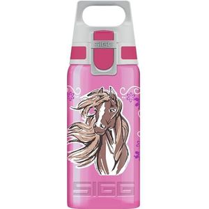 SIGG Viva One Horse & Flower Drinkfles voor kinderen, geschikt voor koolzuurhoudende dranken, lekvrij, vaatwasmachinebestendig, BPA-vrij, sport, roze, 0,5 l