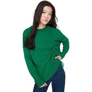 Trendyol Vrouwen ronde hals effen kleur Regular Sweater sweatshirt, groen, S, Groen, S