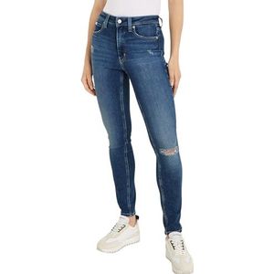 Calvin Klein Jeans Skinny broek met hoge taille voor dames, Denim Donker, 32W / 30L