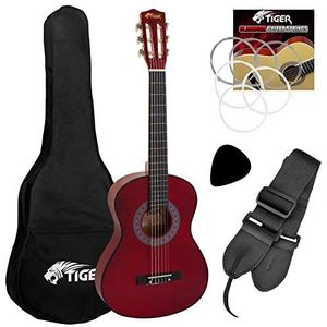 TIGER 1/4 Size Klassieke Gitaar Pack - Rood CLG5-RD