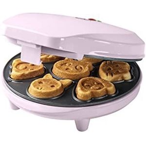 Bestron AAW700P Wafelijzer voor Mini Cookies, Cakemaker voor mini cakes, met bakindicatielampje & antiaanbaklaag, 700 Watt, kleur: roze