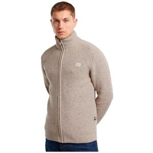 G-Star RAW - Dubbele Kraag Zip Thru Knit - Sweater - Wit - Katoen