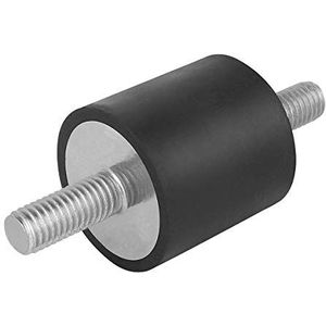 Kipp rubberen buffer K0566 zwart, cilindrisch met dubbelzijdige buitendraad; rubber van elastomeer-natuurlijk rubber, schroefdraadmaat M8x23, diameter 40mm, hoogte 30mm