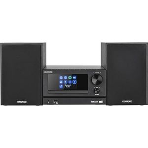 KENWOOD, Micro HiFi-stereo-installatie M-7000S met internetradio-ontvanger, DAB+ of FM, cd-speler en USB-aansluiting, verbinding met Spotify en Bluetooth, podcast-speler, wekkerfunctie, zwart
