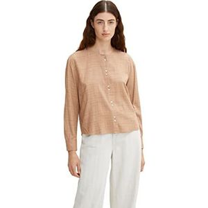 TOM TAILOR Dames Blouse met ruitpatroon 1032913, 30309 - Woven Small Camel Grid Check, 42