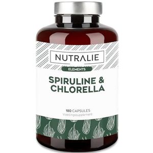 Spirulina & Chlorella 1800mg | Detox, Energie, Kracht & Verzadigingseffect | Superaliment rijk aan proteÃ¯nen & vitaminen | 180 Capsules, 100% Veganistisch | Nutralie
