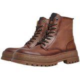 Pepe Jeans - Lincoln - Enkellaarsjes - Bruin - Leer - Vetersluiting - Ritssluiting