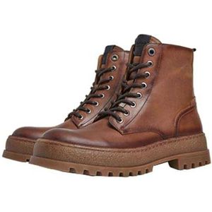 Pepe Jeans - Lincoln - Enkellaarsjes - Bruin - Leer - Vetersluiting - Ritssluiting