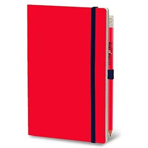 Stifflex Premium klassiek notitieboek, blanco/BASIC, rood, met potlood met elastiek, 9 x 14 cm, S A6, zak-notitieboek, notitieboek, dagboek, dagelijks notitieblok, hardcover