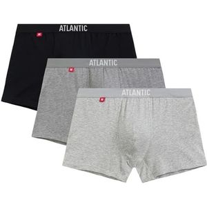 ATLANTIC UNDERWEAR Set van 3 boxershorts voor heren, nauwsluitend, katoen met elastaan, ademend en comfortabel, perfecte pasvorm, grijs-mix, S, Grijs-mix, S