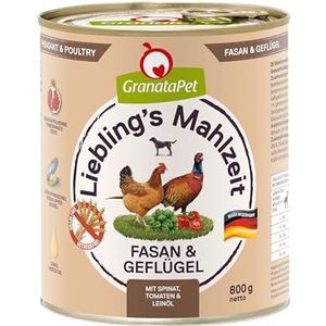 GranataPet Liebling's Mahlzeit fazant en gevogelte, natte hondenvoer, voedsel voor volwassen honden zonder granen zonder toegevoegde suikers, compleet voer 6 x 800 g