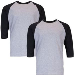 Gildan Men's Heavy Cotton 3/4 Raglan T-Shirt, Style G5700, 2-Pack, Sport Grey/Black, X-Large