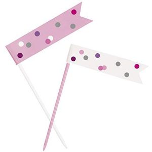 Unique Party 83927 Roze Verjaardag Vlag Cupcake Toppers 6 Pcs, Happy Count (Pack van 1)