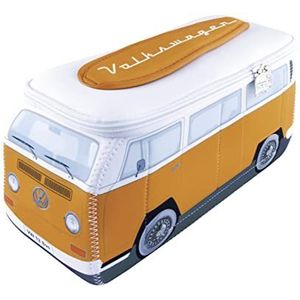 BRISA VW Collection - Volkswagen neopreen universele make-up cosmetische cultuur reisapotheektas in T2 Bulli Bus-design (oranje & wit/groot)