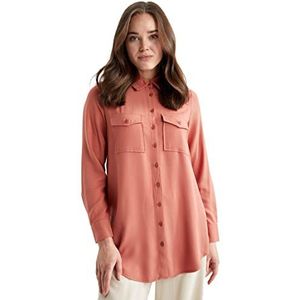 DeFacto Hemdblouse met lange mouwen voor dames, hemd met knopen voor vrijetijdskleding, Tile, 3XL