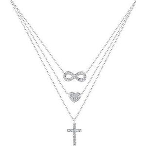 Elli Halsketting Dames Infinity Cross Hart Hanger met Kristallen in 925 Sterling Zilver