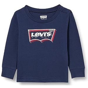Levi's Lvb Glow Effect ls Batwing 6ej268 T-shirt voor babyjongens, Jurk Blues, 9 Maanden