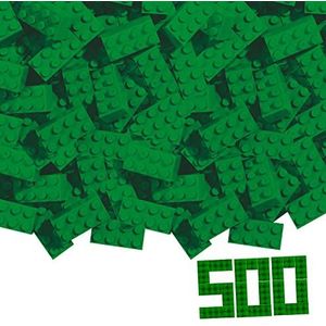 Blox, 500 groene bouwstenen voor kinderen vanaf 3 jaar, 8 stenen, in doos, hoge kwaliteit, volledig compatibel met vele andere fabrikanten